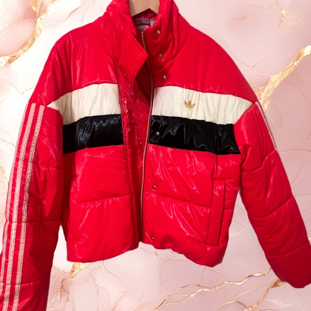 Holographic Limited-Edition Adidas Vibrant Multicolor Puffer Ski Jacket- Size S
